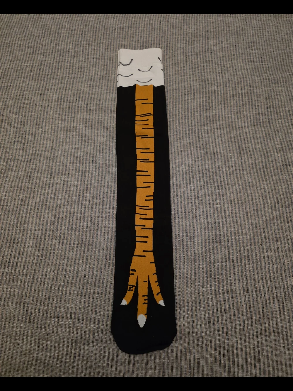 New Funny Black & Orange Novelty High Socks - Bird Chicken Turkey Leg Design